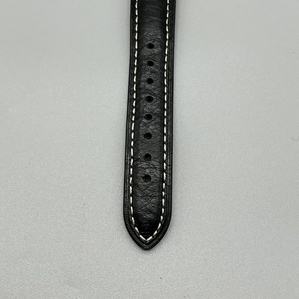 Akribos XXIV AK464BK Womens Watch 36mm Black Dial Leather Diamond New Battery